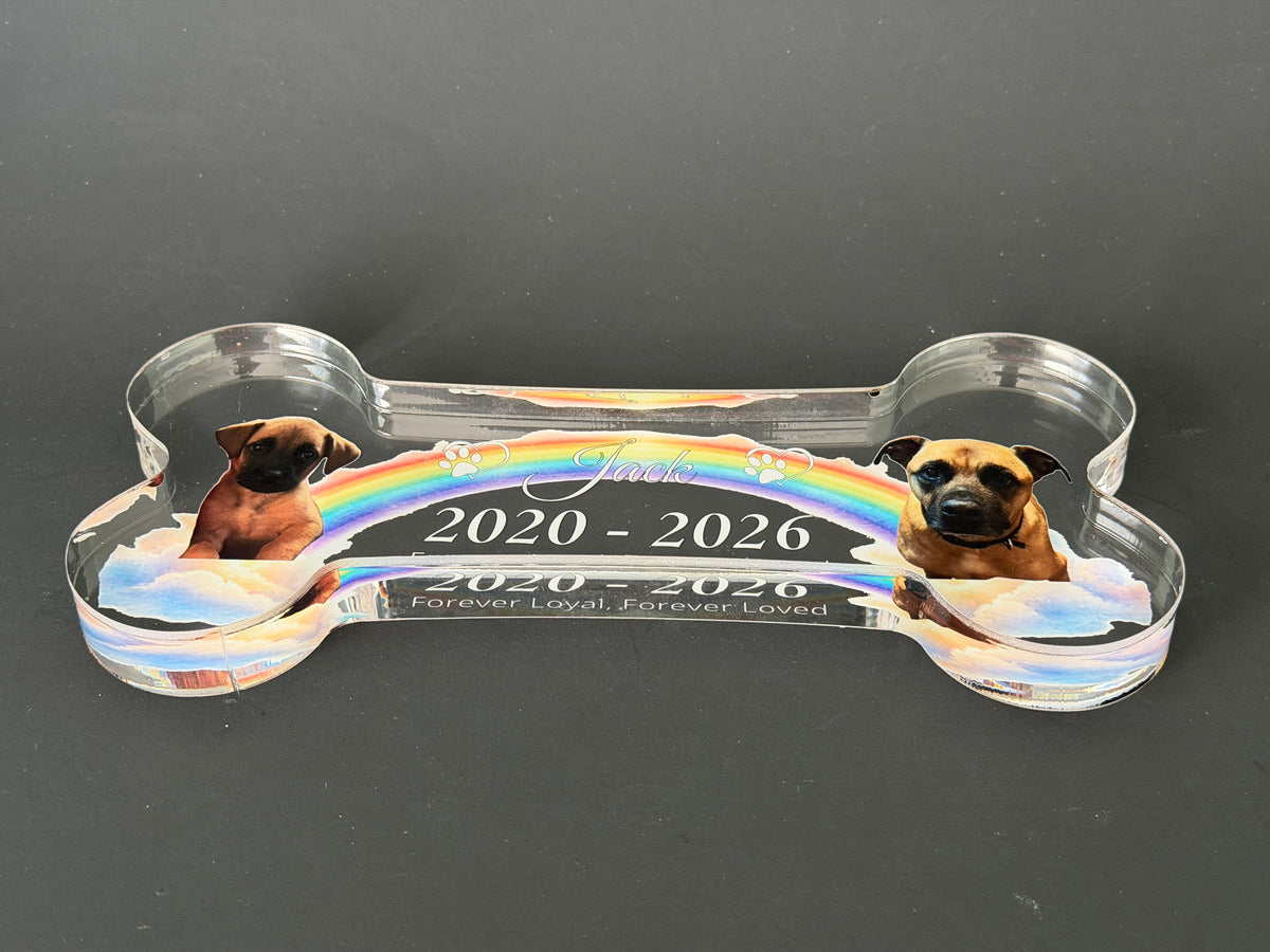 3/4" Thick Acrylic Dog Bone Memorial