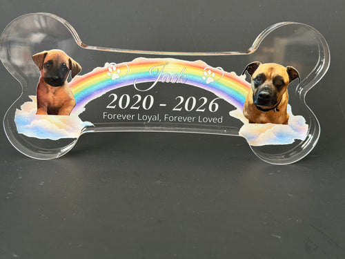 3/4" Thick Acrylic Dog Bone Memorial