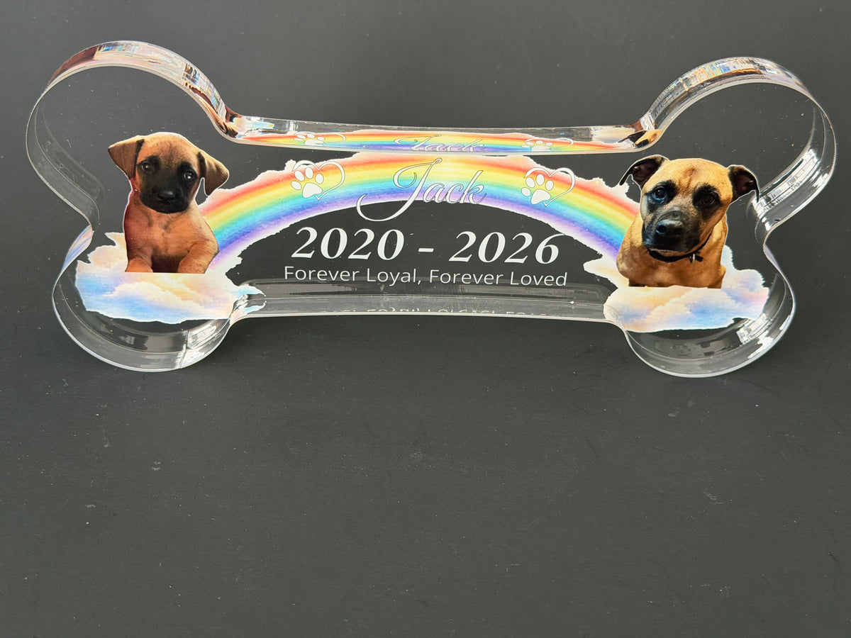 3/4" Thick Acrylic Dog Bone Memorial