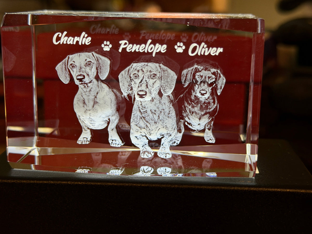 Rectangle 50x50x80mm edge cut engraved crystal