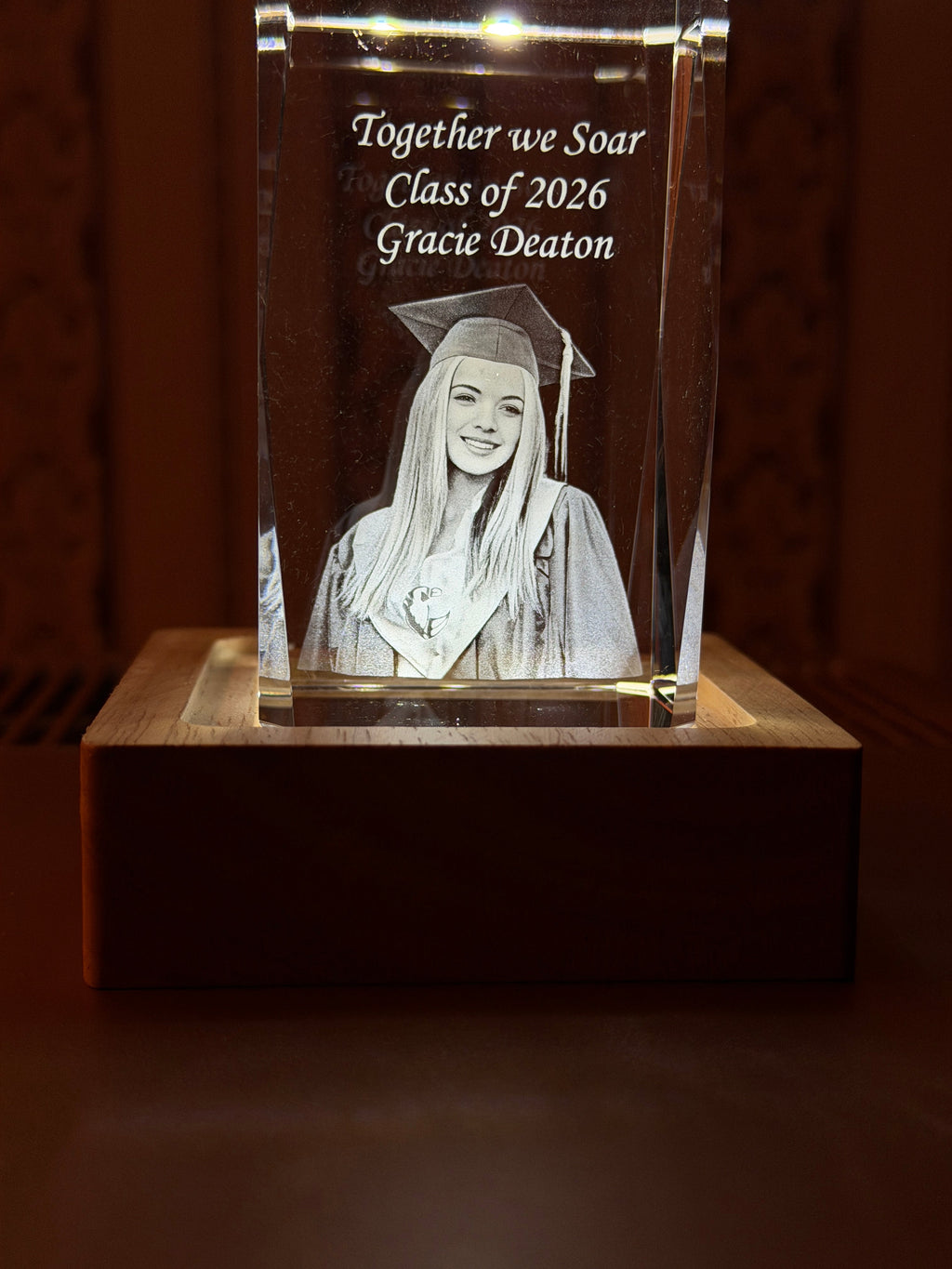 Rectangle 50x50x80mm engraved crystal