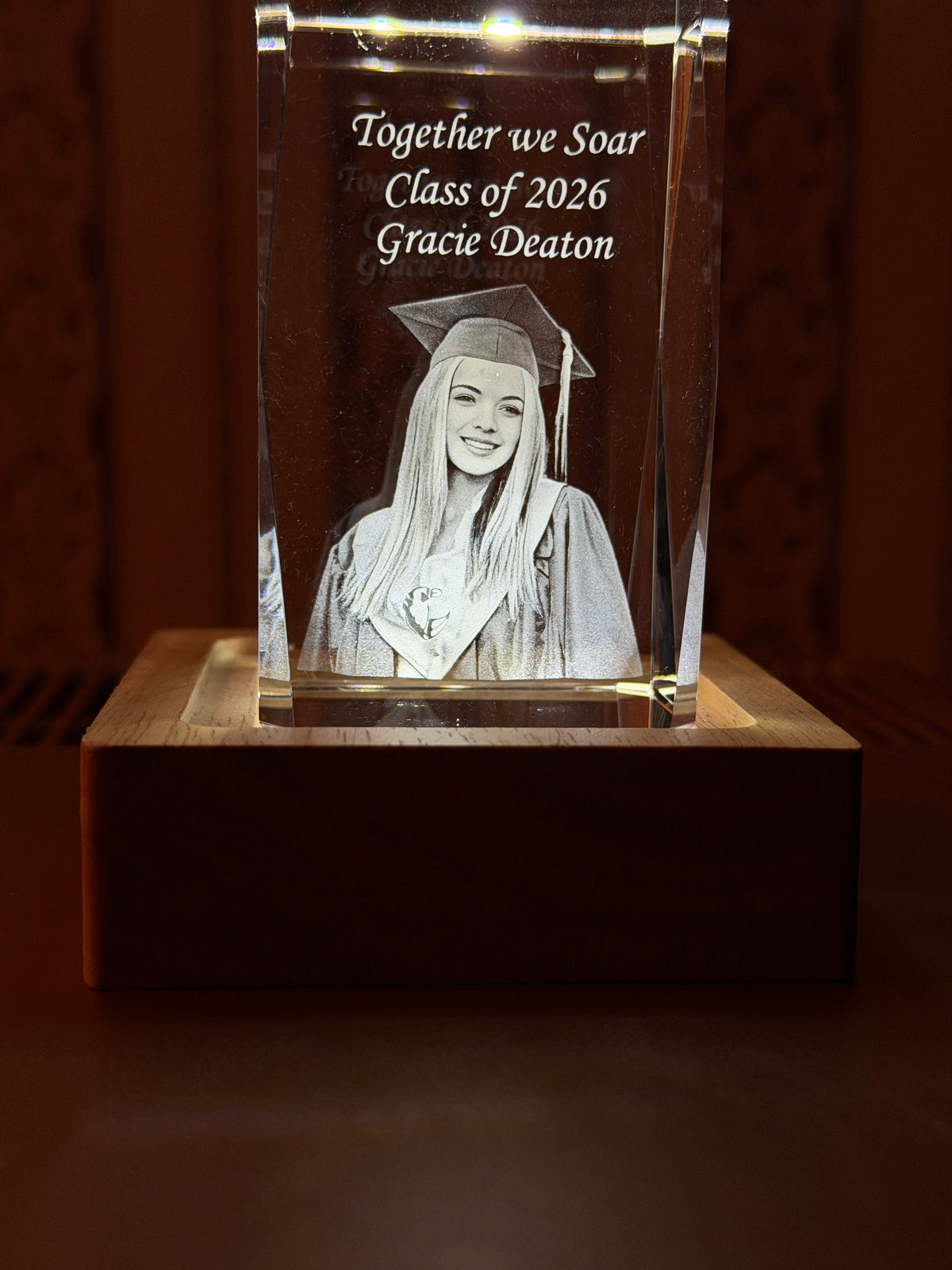 Rectangle 50x50x80mm engraved crystal